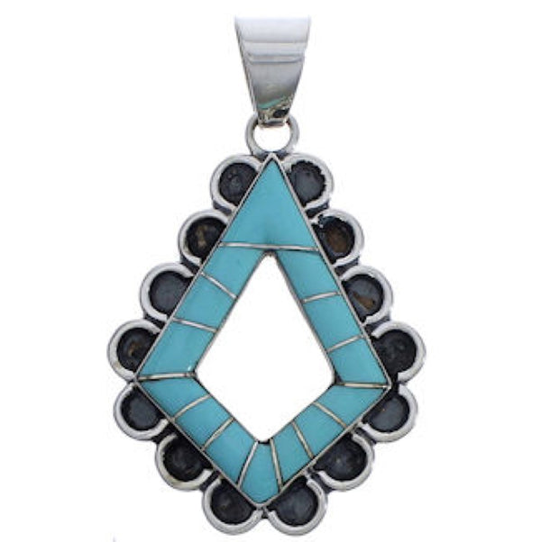 Sterling Silver And Turquoise Inlay Jewelry Pendant EX30591